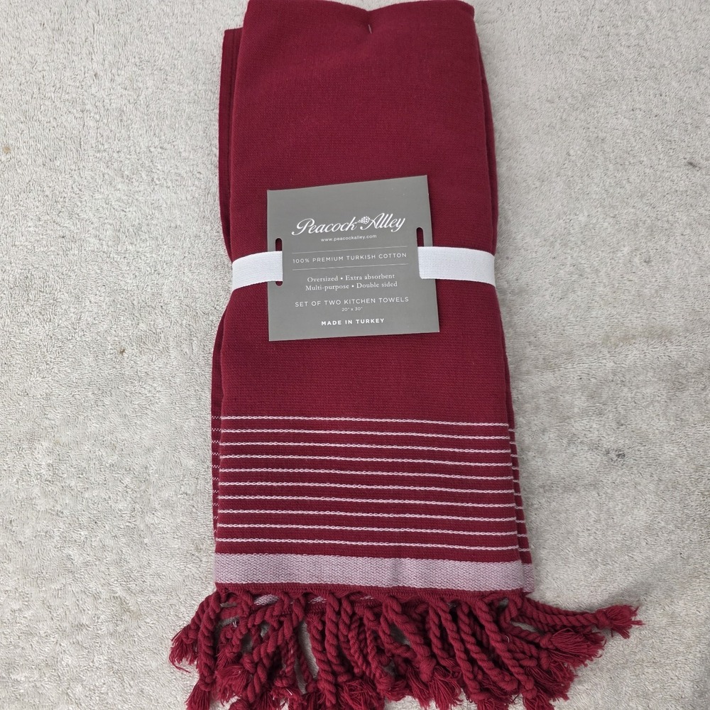 Peacock Alley Red (20"x30") 100% Turkish Cotton Kitchen Towels SET OF 2